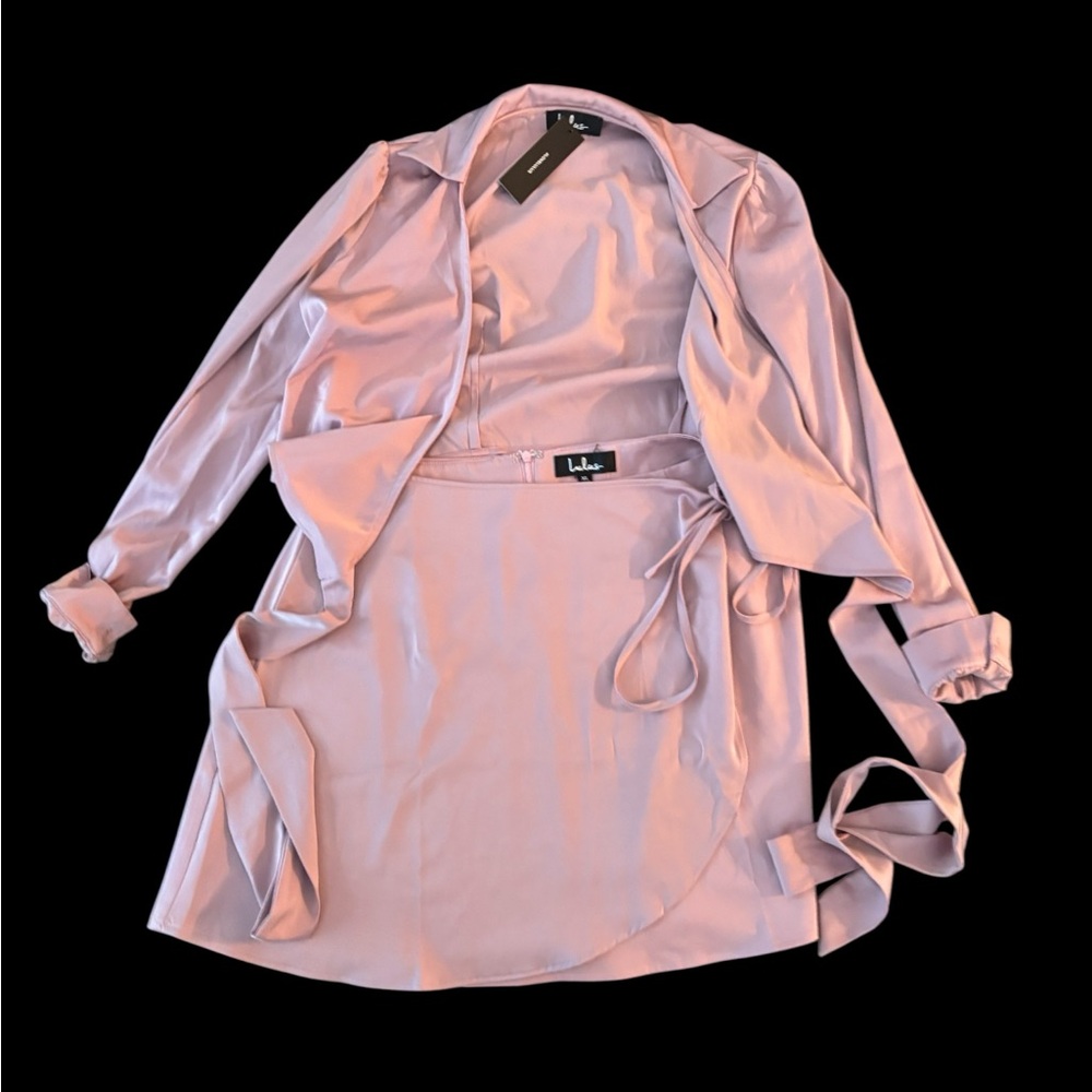 New! 🆕 Lulu's Pink 2 Piece Wrap Skirt and Blouse XL